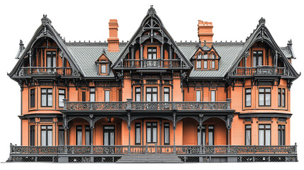 Fototapeta premium a model of a large house on a transparent background, PNG image, PNG file, Generative art.