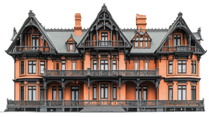 a model of a large house on a transparent background, PNG image, PNG file, Generative art.