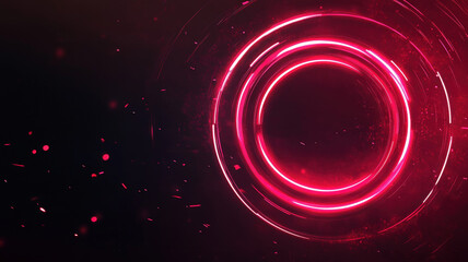Futuristic glowing red energy ring with sparks on dark background, abstract sci-fi portal digital concept