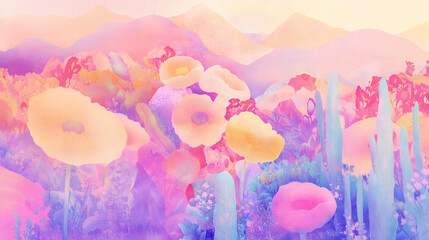 夢幻の花園 &mdash; パステルカラーに包まれた幻想風景