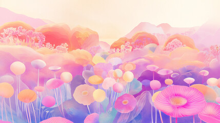 夢幻の花園 &mdash; パステルカラーに包まれた幻想風景