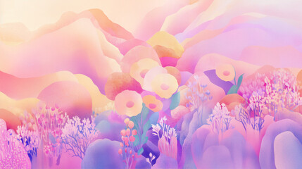 夢幻の花園 &mdash; パステルカラーに包まれた幻想風景