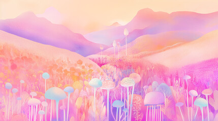 夢幻の花園 &mdash; パステルカラーに包まれた幻想風景