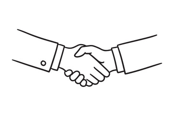 Handshake Line Art &ndash; Black and White Vector Icon
