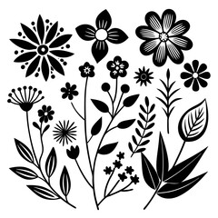 set of floral elements