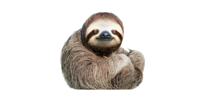 Three-Toed Sloth Resting. Symbol Of Relaxation And Slow Living Isolated On Transparent Background - Powered by Adobe