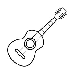 A Simple Line Drawing of an Acoustic Guitar Musical Instrument