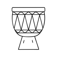 A Simple Line Drawing of a Traditional African Djembe Drum