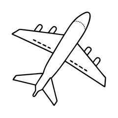 A Simple Line Drawing of a Airplane in Flight Overhead View