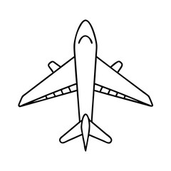 Simple Line Drawing of a Airplane from Above View for Travel and Aviation Concepts