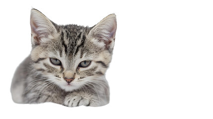 Obraz premium a small kitten looking at the camera on a transparent background, PNG image, PNG file, Generative art.