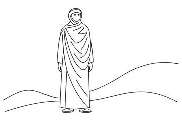 pilgrim in ihram attire drawing