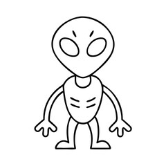 A Simple Line Drawing of a Cute Gray Alien Character