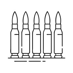 Five Bullets in a Row Clip Art Line Art Graphic Design Illustration