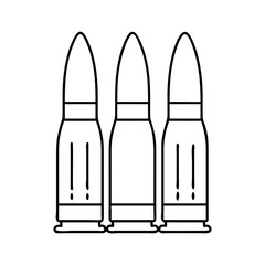 Three Ammunition Rounds Clip Art Black and White Line Drawing Illustration