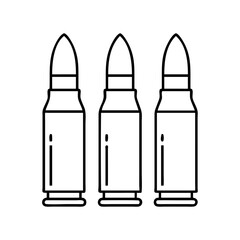 Three Bullet Cartridge Cases Line Drawing Graphic Illustration