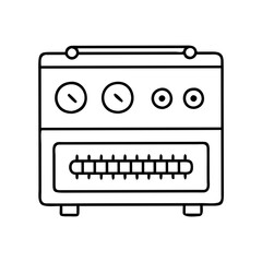 Vintage Retro Radio Amplifier Outline Illustration Line Drawing Graphic Design Element