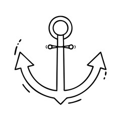 Simple Line Drawing of a Classic Ship Anchor with Upward Facing Flukes