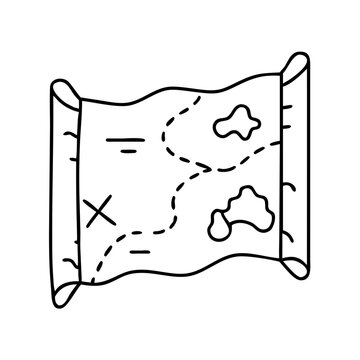 recommend clip art: A handdrawn treasure map illustration showing a route to buried treasure