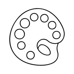 Obraz premium A Simple Line Drawing of an Artist's Palette for Mixing Paints