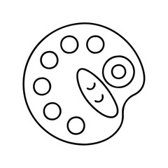 A Simple Line Drawing of an Artist's Palette for Mixing Paints