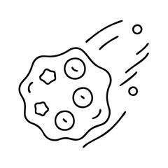 Irregular Asteroid Moving Through Space with Debris Trail