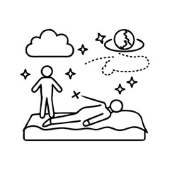 Astral Projection Out of Body Experience Spiritual Journey Lucid Dreaming Sleep Person Floating Over Bed