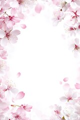 Obraz premium Cherry blossom frame with soft petals and dreamy springtime border