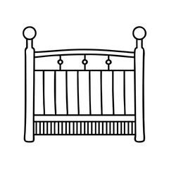 Classic Wooden Bed Frame Headboard Design Illustration Line Art Drawing
