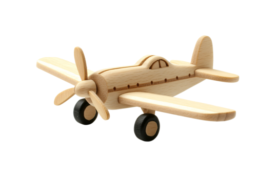a wooden airplane toy