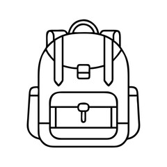 A Classic Outline Drawing of a Backpack for Travel Hiking and School