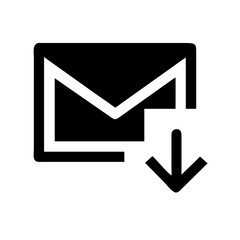envelope download glyph  vector flat icon