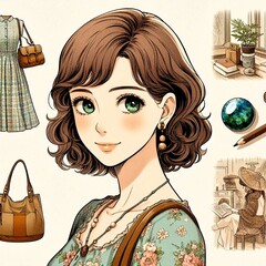 Vintage woman of femininity