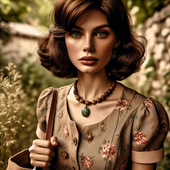 Vintage woman of femininity