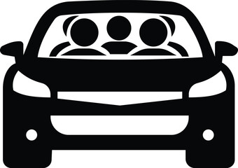  carpooling icon. isolated on white background. car icon. black design