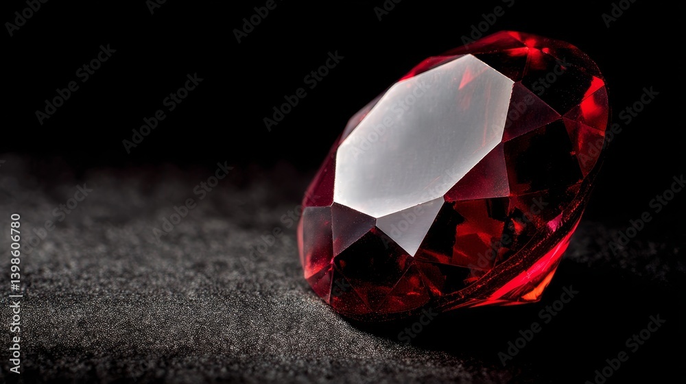 Aufkleber a close-up view of a red gemstone showcases its sharp facets catching light