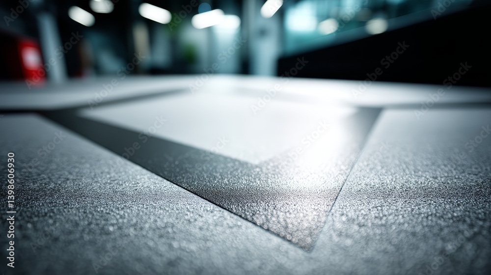 Poster Abstract surface with brushed metal and matte black textures, showing intricate patterns and subtle shadows, ideal for design inspiration