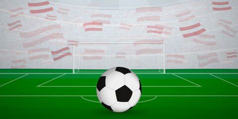 Austrian Football Arena Full of Fans with National Flags, Sports Event Illustration.