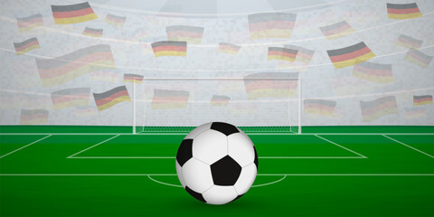 German Football Arena Full of Fans with National Flags, Sports Event Illustration.