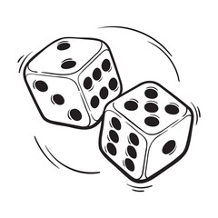 Two Falling Dice Doodle Vector Illustration