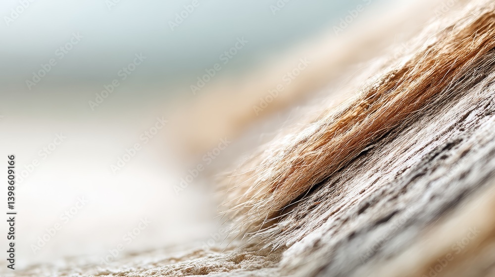 Poster Smooth birch wood surface features delicate grain patterns illuminated by light, contrasted against a crisp white background, offering abundant space for text