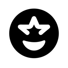grin stars glyph  vector flat icon