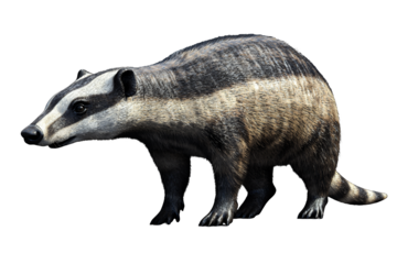 a black and white photo of a badger on a transparent background, PNG image, PNG file, Generative art.
