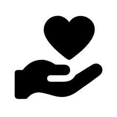 hand holding heart glyph  vector flat icon