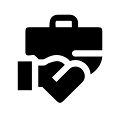 hand holding heart glyph briefcase glyph  vector flat icon