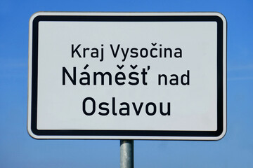 Ortsschild Kraj Vysočina Náměšť nad Oslavou