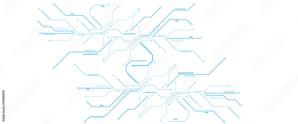 Poster High-tech circuit board connection system. Vector abstract technology on a white background.