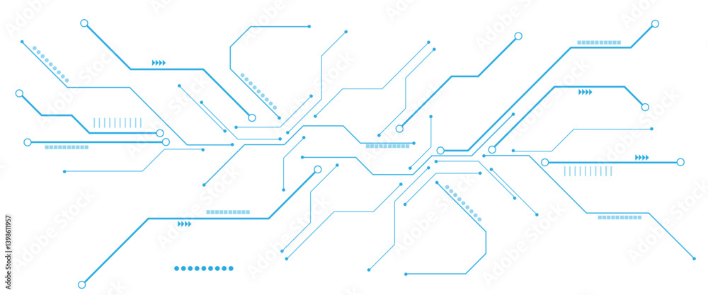 Poster High-tech circuit board connection system. Vector abstract technology on a white background.