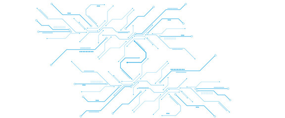 High-tech circuit board connection system. Vector abstract technology on a white background.