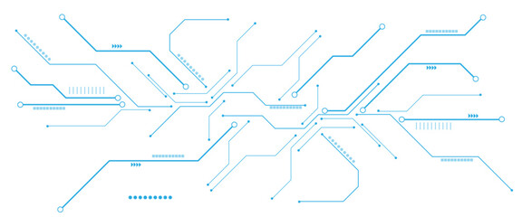 High-tech circuit board connection system. Vector abstract technology on a white background.